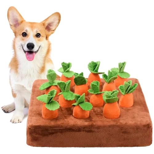 Carrot Patch Cat Toy, Intelligenzspielzeug für Hund, Quietschendes Hundespielzeug, Katzenminze Katzenspielzeug, Plüsch Karotte Schnüffelteppich hundespielzeug, Interaktives Spielzeug für Hunde Katzen von CHENRI