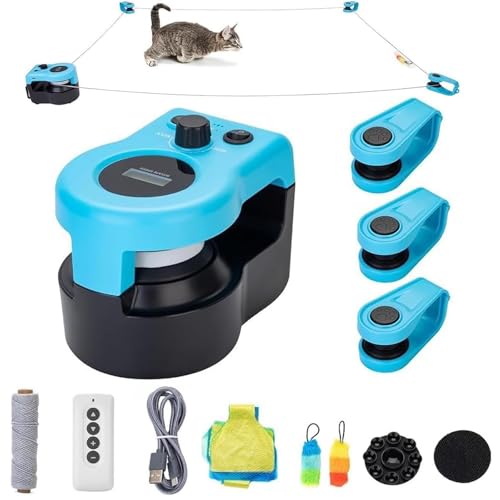 Cat Running Wheel Interactive Cat Toy, Katze Laufrad Interaktives Katzenspielzeug, Katzenspielzeug Laufband mit Federn, Auto/Fernbedienung DIY Einstellbare Geschwindigkeit Katzenspielzeug für Katzen von CHENRI