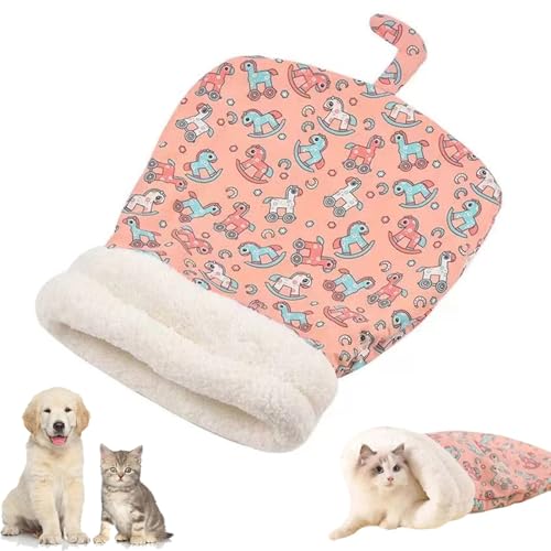 Cat Winter Sleeping Bag, Selbstwärmendes Katzenbett, Großer Kuschelsack, Katzenschlafsack, Weiches Plüsch Katzen Kuschelhöhle, Warmes Haustierbett, 360° Komfortabler Kuschelsack für Katzen (Rosa) von CHENRI