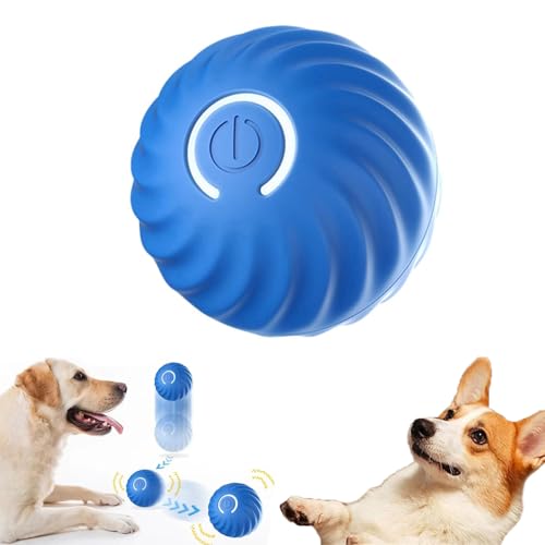 CHENRI Duraspin Dog Ball, Intelligenter Springball für Hunde, Interaktives Hundespielzeug Ball, Strapazierfähiger Automatisch Rollender Hundeball mit LED-Licht für Welpen/Kleine/Mittlere Hunde (Blau) von CHENRI