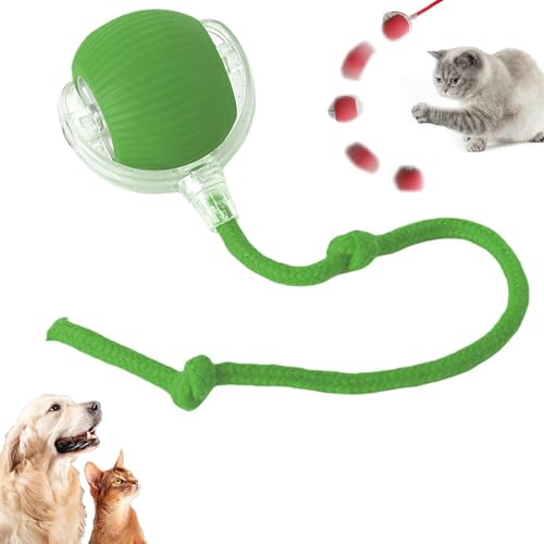 Chewie Rolling Ball, Interactive Cat Toys Rolling Ball Chewie Dog Ball, Chewie Hundeball, Interaktives Katzenspielzeug Ball mit LED-Licht, 360° Selbstdrehender beweglicher Ball für Katzen (Grün) von CHENRI