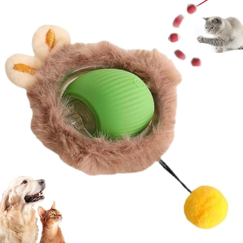 Chewie Rolling Ball, Interaktives Katzenspielzeug Rollender Ball Chewie Hundeball, Chewie Katzenball, Katzenspielzeug Elektrisch mit LED Licht, 360-Grad-Ball Selbstdrehender für Katzen, Hunde (Grün) von CHENRI