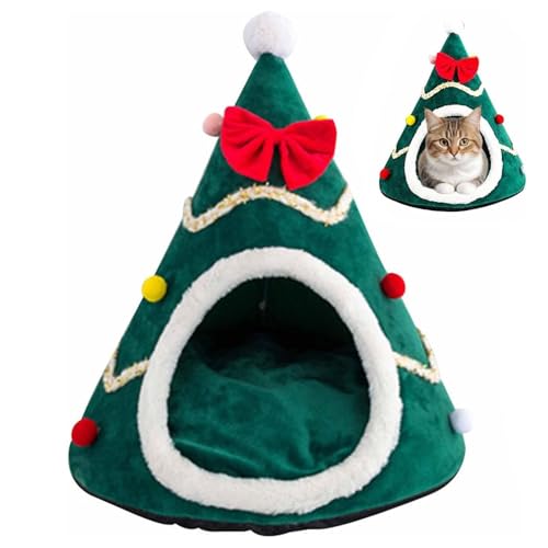 Christmas Bauble Pet Beds, Weihnachtsbaum Katzenhöhle, Weihnachten Katzenbett Katzenhaus, Weihnachten Hundebetten, Weich Weihnachtsbaum Haustierbett Hundesofa Katzensofa für Katzen Hunde (Grün, L) von CHENRI