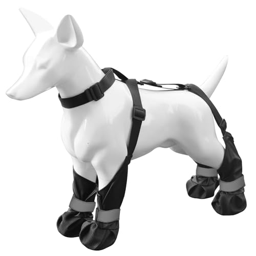 Dog Suspender Booties, Hundeschuhe Hundestiefel, Anti-Rutsch reflektierende Hundestiefel, Verstellbare Hundeschuhe Pfotenschutz, Hundepfotenschutz für kleine, mittlere und große Hunde (2XL) von CHENRI