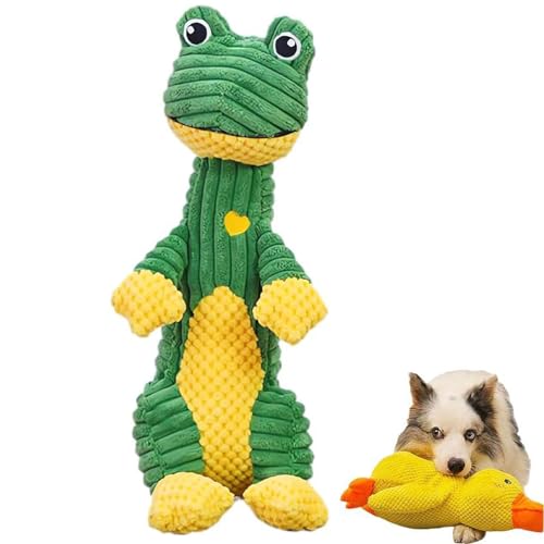 Durachew Dog Toy, Wowpetsmart Chewanimals, Wowpetsmart for Heavy Chewers, Unzerstörbares Hundespielzeug für Aggressive Kauer, Quietschendes Hundespielzeug, Plüsch Kauspielzeug für Hunde (Frosch) von CHENRI