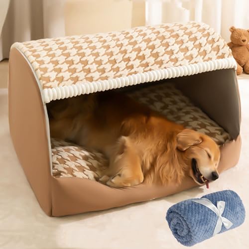 Furryhut Dog Bed, Furryhut Hundebett, Hundehöhle kleine Hunde, Weiche, kuschelige Hundehütte Hundehöhle mit Abnehmbar Kissen, Waschbare Katzenhaus, niedliche Haustierhaus für Hunde (C, L) von CHENRI