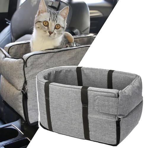 Gentle Paws Car Seat Cat Carrier, Hunde Autositz, abnehmbare und waschbare Haustier Autositze, Booster Katze Autositz, Hundetragetasche Katzentragetasche, Reisebooster für Katzen, Hunde (Grau, 1) von CHENRI