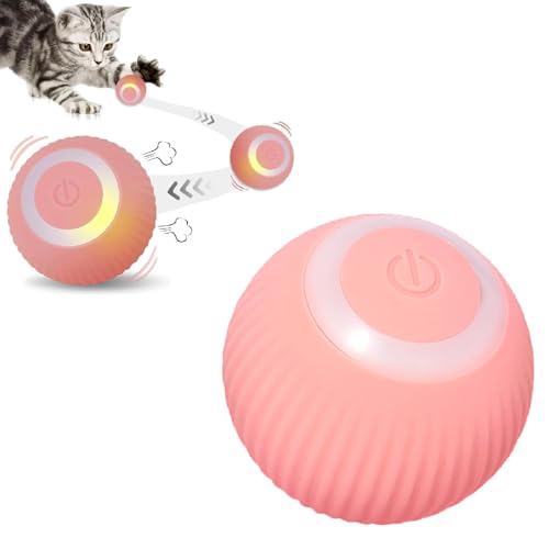 Gertar Cat Toy - 2 in 1 Simulated Interactive Hunting Cat Toy, Interaktives Hunde Ball Spielzeug, Automatisch Rollender Ball, Elektrisch Selbstrollender Ball für Katzen Hunde (Rosa) von CHENRI