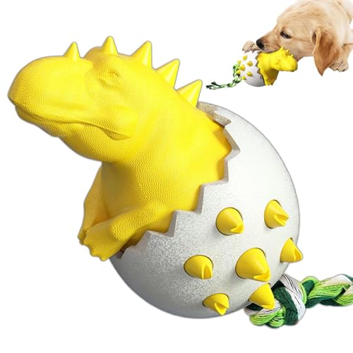 Idearock Dinosaur Eggs Dog Chew Toys, Dinosaurier Eier Hund Kauspielzeug, Hundespielzeug Unzerstörbares, Interaktives Hundespielzeug, Hund Puzzle Spielzeug für kleine mittlere und große Hunde (Gelb) von CHENRI