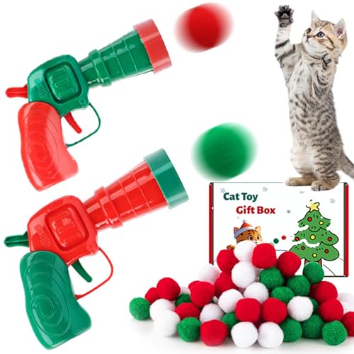 Interactive Cat Toy Ball Launcher, Interaktives Katzenspielzeug Ball Launcher, Katzenspielzeug Bälle, Katzen Ball Launcher mit 30 Bälle, Katzenspielzeug Set mit Ballwerfer für Katzen Weihnachten von CHENRI