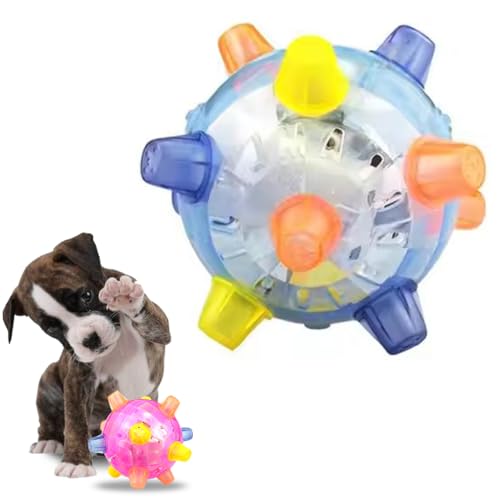 Jumping Activation Ball for Dogs and Cats, Springender Aktivierungsball für Hunde und Katzen, Interaktives Hundespielzeug Ball, Hunde Ball Spielzeug mit LED Licht, Haustierspielzeug für Hunde (Blau) von CHENRI