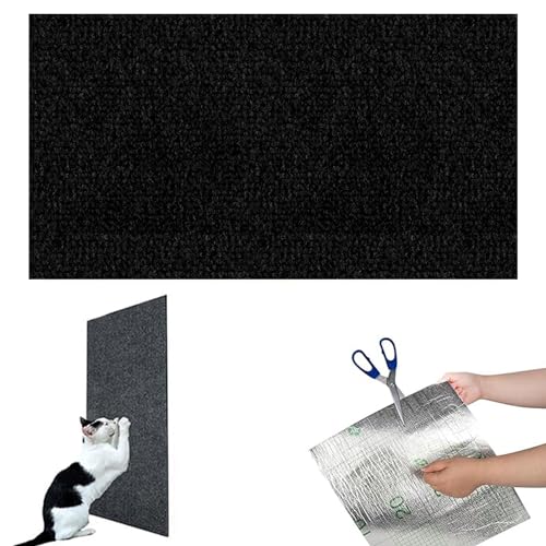 Kratzmatte für Katzen, Selbstklebend Kratzteppich Katze Wand, DIY Trimmbarer Kratzmatte Katze, Katze Kratzschutz Katzenkratzmatte, Katzenkratzbretter, Katzenkratzer für Kratzbaum (Schwarz, L) von CHENRI