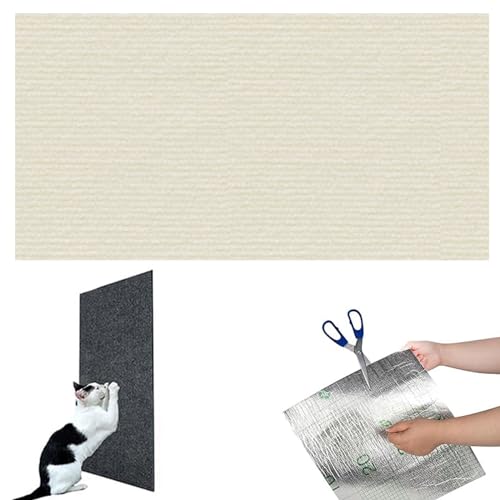 Kratzmatte für Katzen, Selbstklebend Kratzteppich Katze Wand, DIY Trimmbarer Kratzmatte Katze, Katze Kratzschutz Katzenkratzmatte, Katzenkratzbretter, Katzenkratzer für Kratzbaum (Weiß, L) von CHENRI