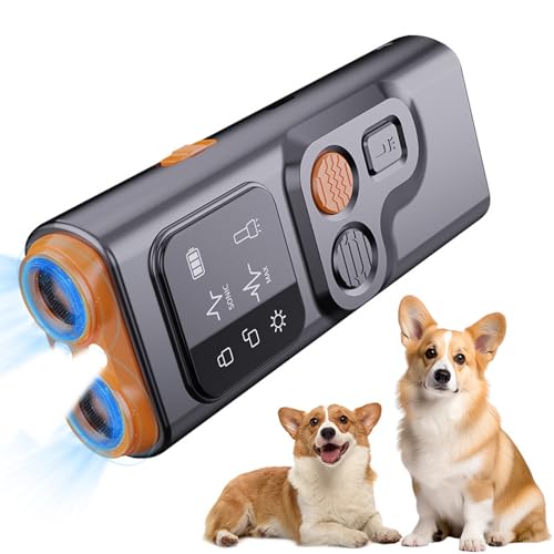 Peacesonic Bark Husher, Anti Bell Gerät Hunde, Ultraschall Anti Bell Gerät Hunde, Wiederaufladbares Antibell Ultraschall Gerät, Antibell für Hunde mit LED Taschenlampe für kleine/mittlere/große Hunde von CHENRI