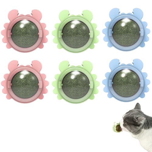 Plothuge Catnip Wall Ball, Plothuge Katzenminze Ball, Katzenminze Balls Spielzeug für Katze, Katzenminze Wandroller für Katzenlecken, 360° Drehbar Katzenminze Bälle Kätzchenspielzeug für Katze (6PCS) von CHENRI