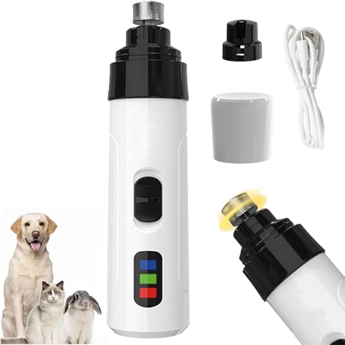 Rechargeable USB Charging Electric Pet Nail Grinder, Krallenschleifer für Hunde mit LED-Licht, Wiederaufladbarer Hund Krallenfeile mit 2 Geschwindigkeiten, Kabellos Krallenschneider für Hunde Katzen von CHENRI