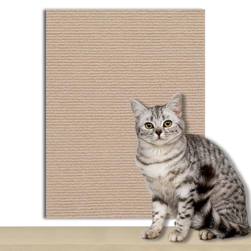 Vowtrlleoy Cat Scratching Cloth, Beyonddraw Kann Möbel zu schützen - Katze Kratzmatte, Selbstklebend Kratzmatte Katze, Kratzschutz Sofa Katze, DIY Kratzbrett Katze für Wand Tür (Khaki, 40 * 100cm) von CHENRI