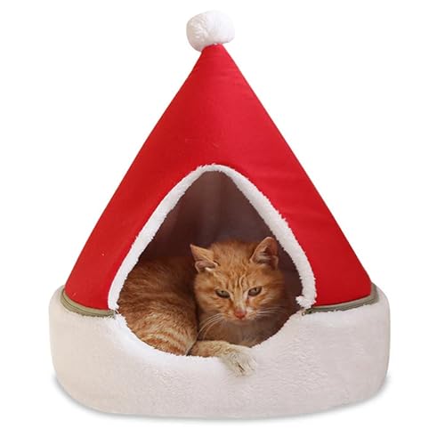 Weihnachtsbaum Katzenbett, Weihnachten Hundebetten Weich Waschbar Katzenhöhle Katzenschlafplatz, Weihnachtsbaum Hundehaus Hundeschlafsack, Hundesofa Katzensofa Haustierbett für Katzen Hunde (Rot, S) von CHENRI