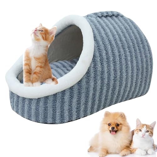 Zentric Cozy Hideaway Pet Bed, Katzenbett Hundebett Flauschig, Beruhigendes Hundebett, Plüsch Katzenbett Katzenhöhle, Katzenbett mit waschbaren Kissen, Plüsch Haustierbett für Katzen, Hunde (Blau, M) von CHENRI