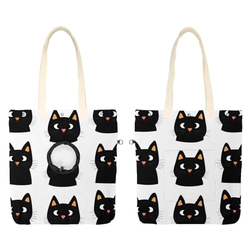 Black Heads of Cats (1) Cat Out Bag, Hands Free Show Head Cat Sling Carrier, Cat Restrainer Shoulder Bag for Outdoor Travel von CHENZZZZ