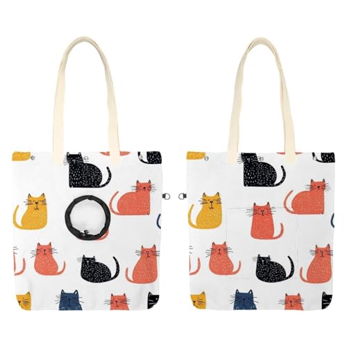 Bunte Katzen (1) Haustier-Schultertasche, Canvas-Umhängetasche, Hundetragetasche, tragbare Katze, kleine Tragetasche von CHENZZZZ