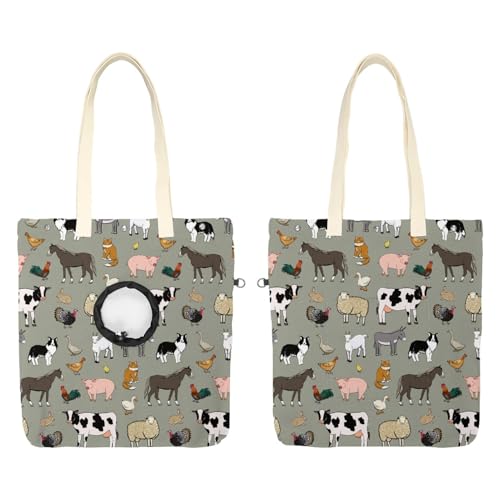 CHENZZZZ Bauernhoftiere, Schwein, Kuh, Haustier-Schultertasche, Leinen-Umhängetasche, Hundetragetasche, tragbare Katze, kleine Tragetasche von CHENZZZZ