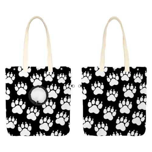 CHENZZZZ Chalk Hund Pfotenabdruck Haustier Schultertragetasche Canvas Schultertasche Hundetrage Tragbare Katze Kleine Tote Brusttasche von CHENZZZZ