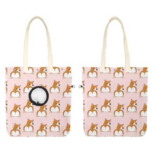 CHENZZZZ Corgi Dog (2) Haustier-Schultertasche aus Segeltuch, niedliche Katzentragetasche, Handtasche, tragbare Tragetasche, für Kleintierbedarf, Outdoor-Reisen von CHENZZZZ