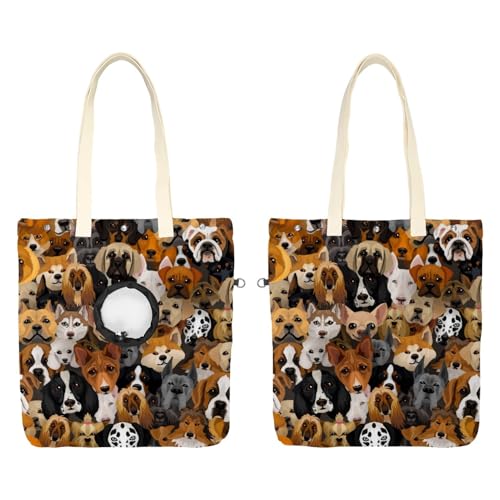 CHENZZZZ Dogs Collection Multi Tier Haustier Schultertragetasche Canvas Schultertasche Hundetrage Tragbare Katze Kleine Tote Brusttasche von CHENZZZZ