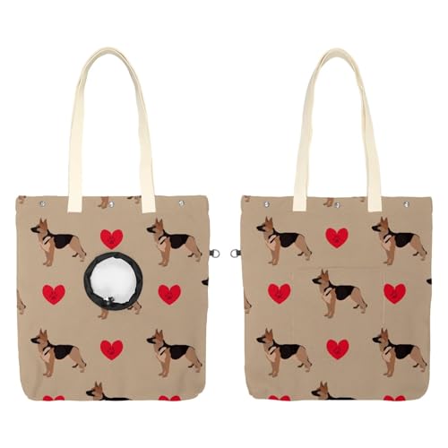 CHENZZZZ Hund und Herz Haustier Schultertragetasche Canvas Schultertasche Hundetrage Tragbare Katze Kleine Tote Brusttasche von CHENZZZZ