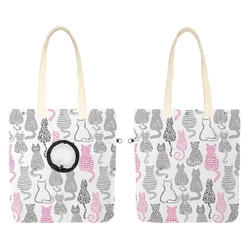 CHENZZZZ Katzen-Out-Tasche aus der Katzen-Kollektion, Pink / Schwarz / Grau von CHENZZZZ