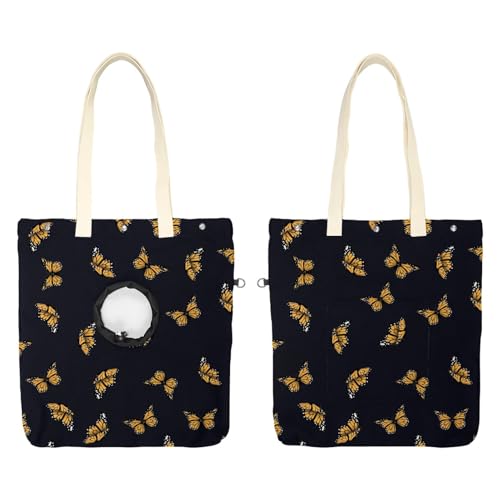 CHENZZZZ Katzen-Out-Tasche mit Schmetterling auf schwarzem Hintergrund, freihändige Show-Kopf-Katzen-Tragetasche, Katzenhalte-Schultertasche für Outdoor-Reisen von CHENZZZZ