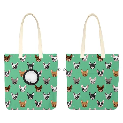 CHENZZZZ Show Head Pet Canvas Umhängetasche Cute French Bulldog Pet Out Bag Outcrop Pet Out Umhängetasche von CHENZZZZ