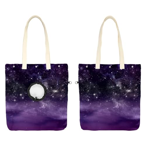 CHENZZZZ Show Head Pet Canvas Umhängetasche Sternenhimmel Weltraum Lila Galaxy Pet Out Bag Outcrop Pet Out Umhängetasche von CHENZZZZ