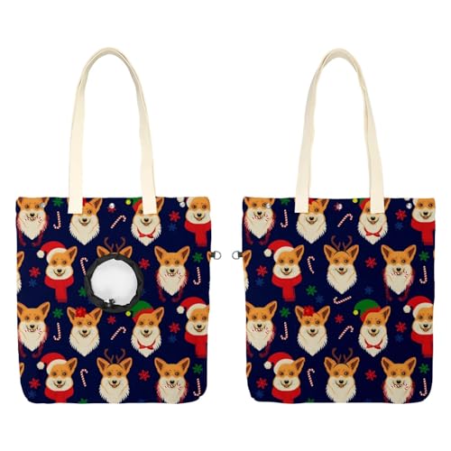 CHENZZZZ Weihnachtliche Hundetragetasche, Schneeflocke, Haustier-Schultertasche, Tragetasche, Tragetasche, tragbare Katze, kleine Tragetasche von CHENZZZZ