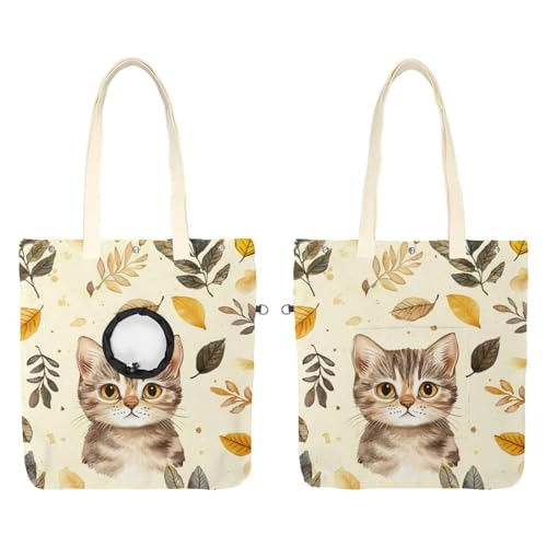 Cat and Leaf (1) Cat Out Bag, Hands Free Show Head Cat Sling Carrier, Cat Restrainer Shoulder Bag for Outdoor Travel von CHENZZZZ