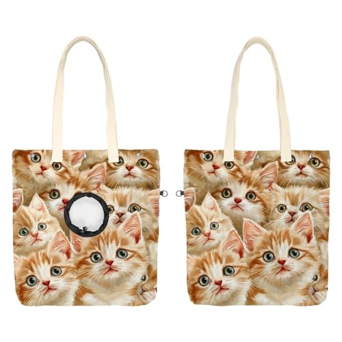 Cute Cat 4 Pet Canvas Shoulder Carrying Bag, Cat Carrier, Portable Kitten & Puppy Tote, Comfort Carriers for Small Pets von CHENZZZZ