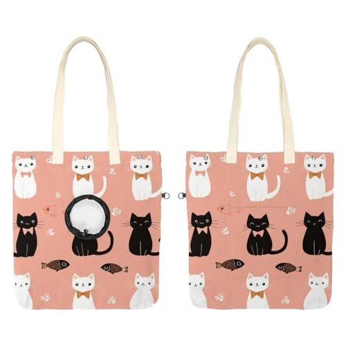 Haustier-Schultertasche, Leinen-Umhängetasche, Hundetragetasche, tragbare Katze, kleine Tragetasche, Brusttasche, Weiß, Schwarz, Braun, 5 Stück von CHENZZZZ