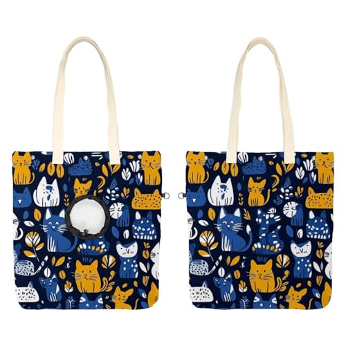 Hundetasche für Katzen, Haustiere, Welpen, (2) Katzenausgang, freihändiger Showkopf, Katzen-Halte-Tragetasche, Schultertasche für Outdoor-Reisen von CHENZZZZ