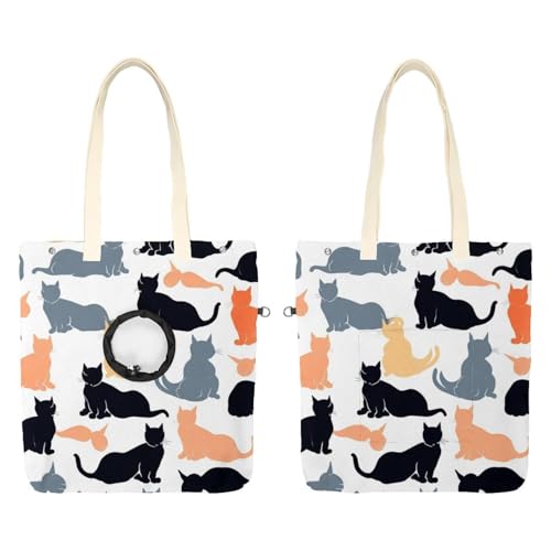 Katzen auf weißem Hintergrund, Haustier-Umhängetasche, Leinen-Umhängetasche, Hundetragetasche, tragbare Katze, kleine Tragetasche, Brusttasche von CHENZZZZ