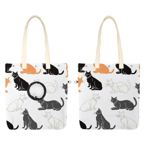 Katzen auf weißem Hintergrund, Haustier-Umhängetasche, Leinen-Umhängetasche, Hundetragetasche, tragbare Katze, kleine Tragetasche, Brusttasche von CHENZZZZ