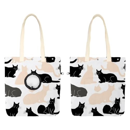 Katzen auf weißem Hintergrund, Katzen-Out-Tasche, freihändiger Show-Kopf-Katzen-Tragetasche, Katzenhalte-Schultertasche für Outdoor-Reisen von CHENZZZZ