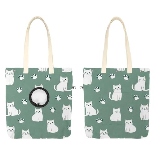 Katzen mit Pfoten Haustier Schultertragetasche Canvas Schultertasche Hundetrage Tragbare Katze Kleine Tote Brusttasche von CHENZZZZ