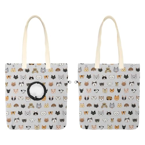 Katzen und Hunde Tier Haustier Schultertasche Tragetasche Canvas Schultertasche Hundetrage Tragbare Katze Kleine Tote Brusttasche von CHENZZZZ