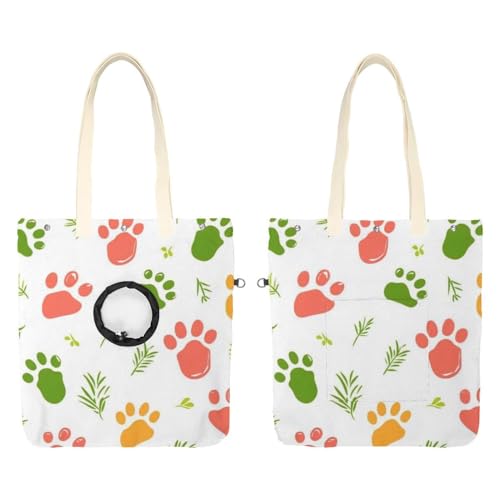 Niedliche Katzen-Schultertasche mit Fußabdruck, aus Leinen, tragbare Tragetasche für kleine Tiere, Outdoor-Reisen von CHENZZZZ