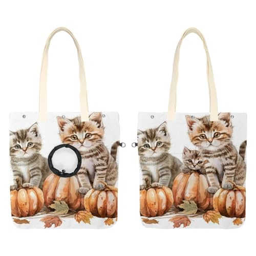 Niedliche Katzen und Kürbisse, 1 Haustier-Schultertasche, Katzentragetasche, tragbare Kätzchen- und Welpen-Tragetasche, bequeme Tragetasche für kleine Haustiere von CHENZZZZ