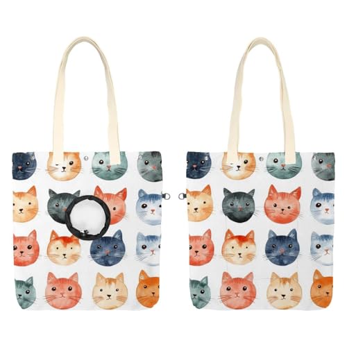 Niedliche Katzengesichter (2) Haustier Canvas Schultertasche Katze Tragetasche Tragbare Kätzchen & Welpen Tote Komfort-Tragetasche für kleine Haustiere von CHENZZZZ