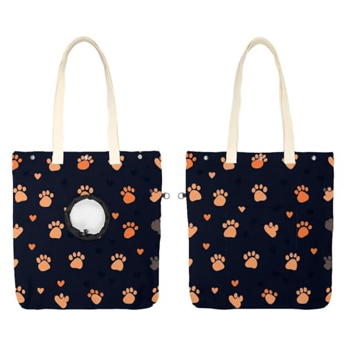 Schultertasche für Hunde und Katzen, Pfotenabdruck, Haustier, Leinen, niedliche Katzentragetasche, tragbare Tragetasche für Kleintierbedarf, Outdoor-Reisen von CHENZZZZ