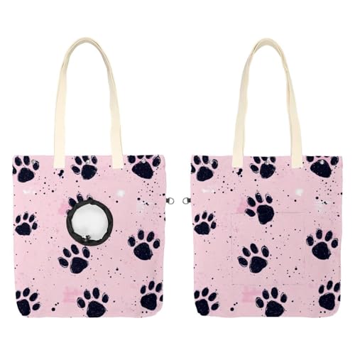 Schultertasche für Hunde und Katzen, Pfotenabdruck, Haustier, Leinen, niedliche Katzentragetasche, tragbare Tragetasche für Kleintierbedarf, Outdoor-Reisen von CHENZZZZ