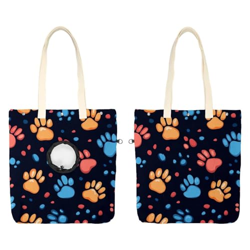 Schultertasche für Hunde und Katzen, Pfotenabdruck, Haustier, Leinen, niedliche Katzentragetasche, tragbare Tragetasche für Kleintierbedarf, Outdoor-Reisen von CHENZZZZ